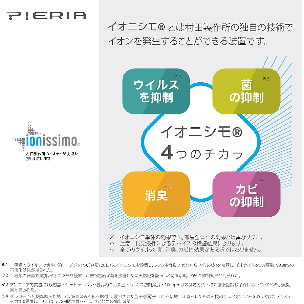 Doshisha Air Purifier Equipped with Ionizer Bacteria Virus Mold Odor Dust Allergy Pollen Countermeasure White Pieria