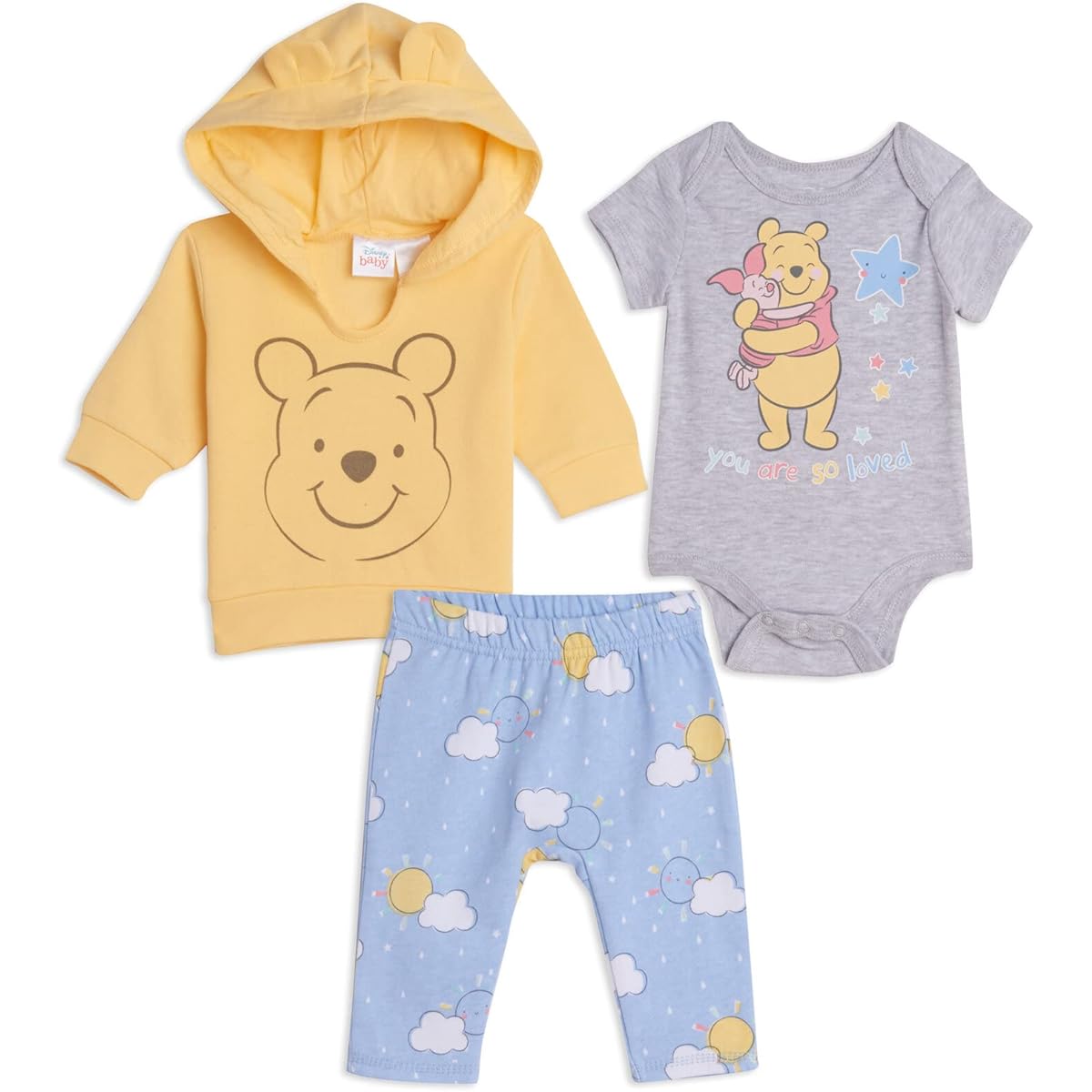 Disney Winnie The Pooh Baby Boys Costume Creeper Hoodie Pant Set Yellow 24 Months
