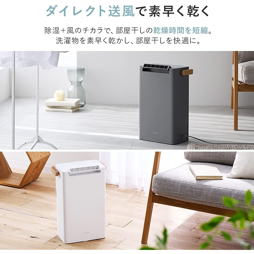 IRIS OHYAMA Dehumidifier Clothes Drying Desiccant Type 6 Tatami Dehumidifier Dehumidification Volume 2.2L With Timer Quiet Design Small Large Capacity Powerful Room Drying Mold Prevention Rainy Season All Season Compact Living IJD-P20-H Gray