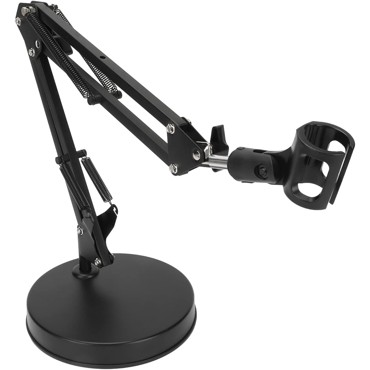 Diyeeni Desktop Microphone Stand Adjustable Microphone Tripod Stand with Boom Arm Shock Mount Microphone Arm Stand 1/4 Screw Hole Live Streaming Game Recording