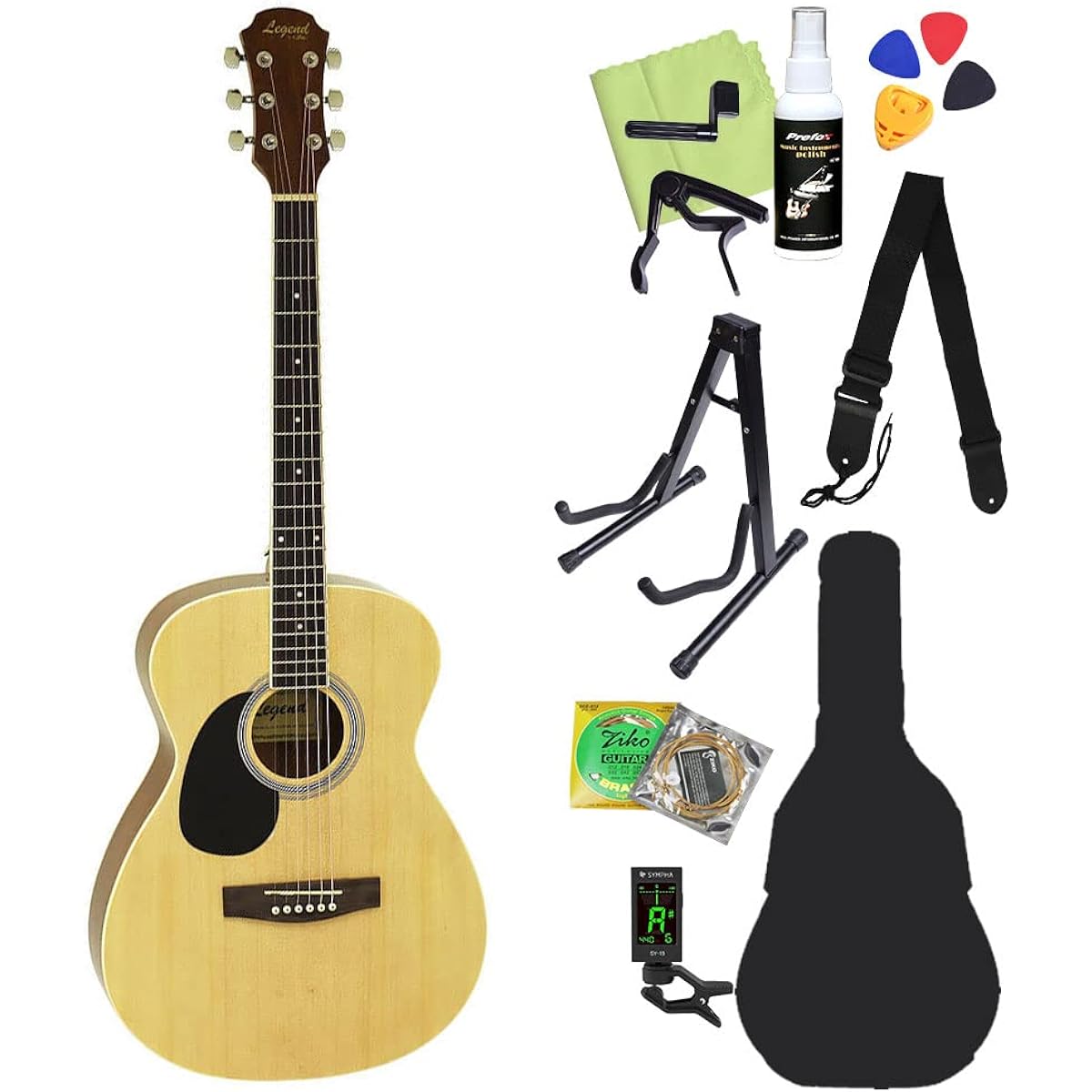LEGEND FG-15 LH Acoustic Guitar Beginner 12-piece Set N Lefty Left-Handed Legend