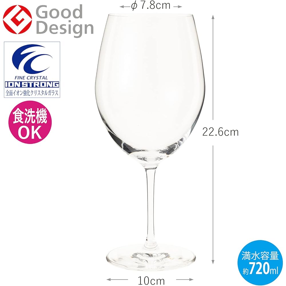 Toyo Sasaki Glass Wine Glass Palone Bordeaux Approx. 720ml RN-10283CS 6 pieces Clear