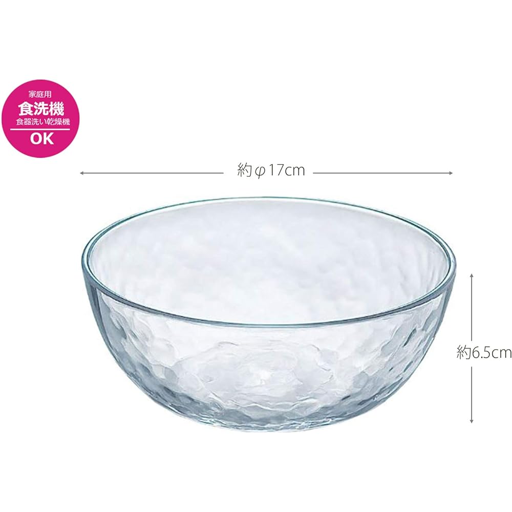 Toyo Sasaki Glass Medium Bowl Glassue Ball 17 Made in Japan Dishwasher Safe (Sold in Case) Clear Approx. φ17.0 x 6.5cm, Maximum Diameter Approx. 17.0cm 36 pieces P-54322-JAN