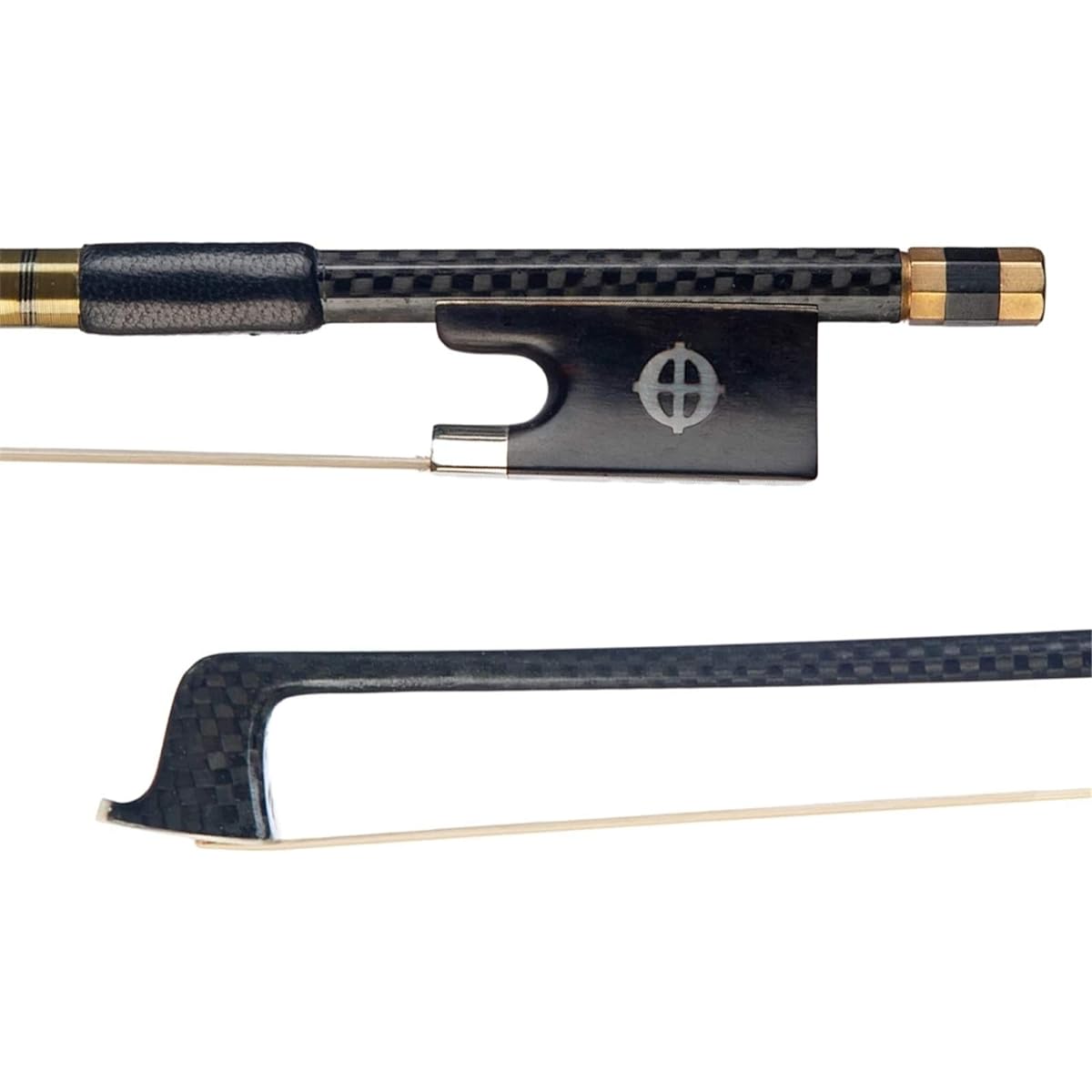 Violin Bow 4/4 Size Violin/Fiddle Bow Grid Carbon Fiber Grip White Mongolian Horse Air Ebony Frog for Concert