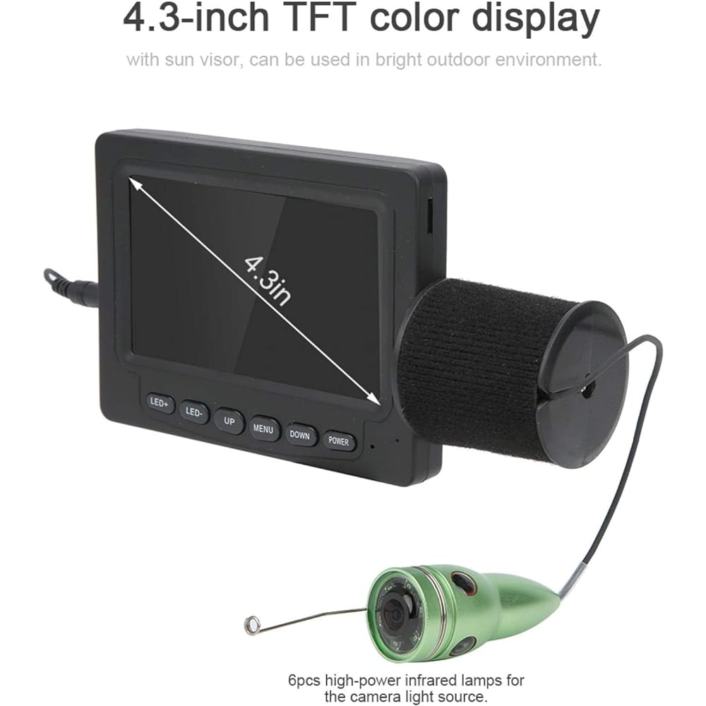 Fishing Camera, Underwater Camera 4.3in6 Infrared LED CCD Screen for Ice Sea Fishing for Women Men (Length 15m)