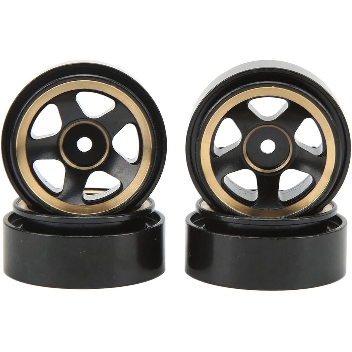 RC Beadlock Wheel Rims, 4pcs Durable Beadlock RC Wheel Rims Set Heavy Duty Aluminum Alloy Brass Wheel Hubs RC Crawler Upgrade Parts for FMS FCX24 1/18 1/24 Climbing Car (1#)