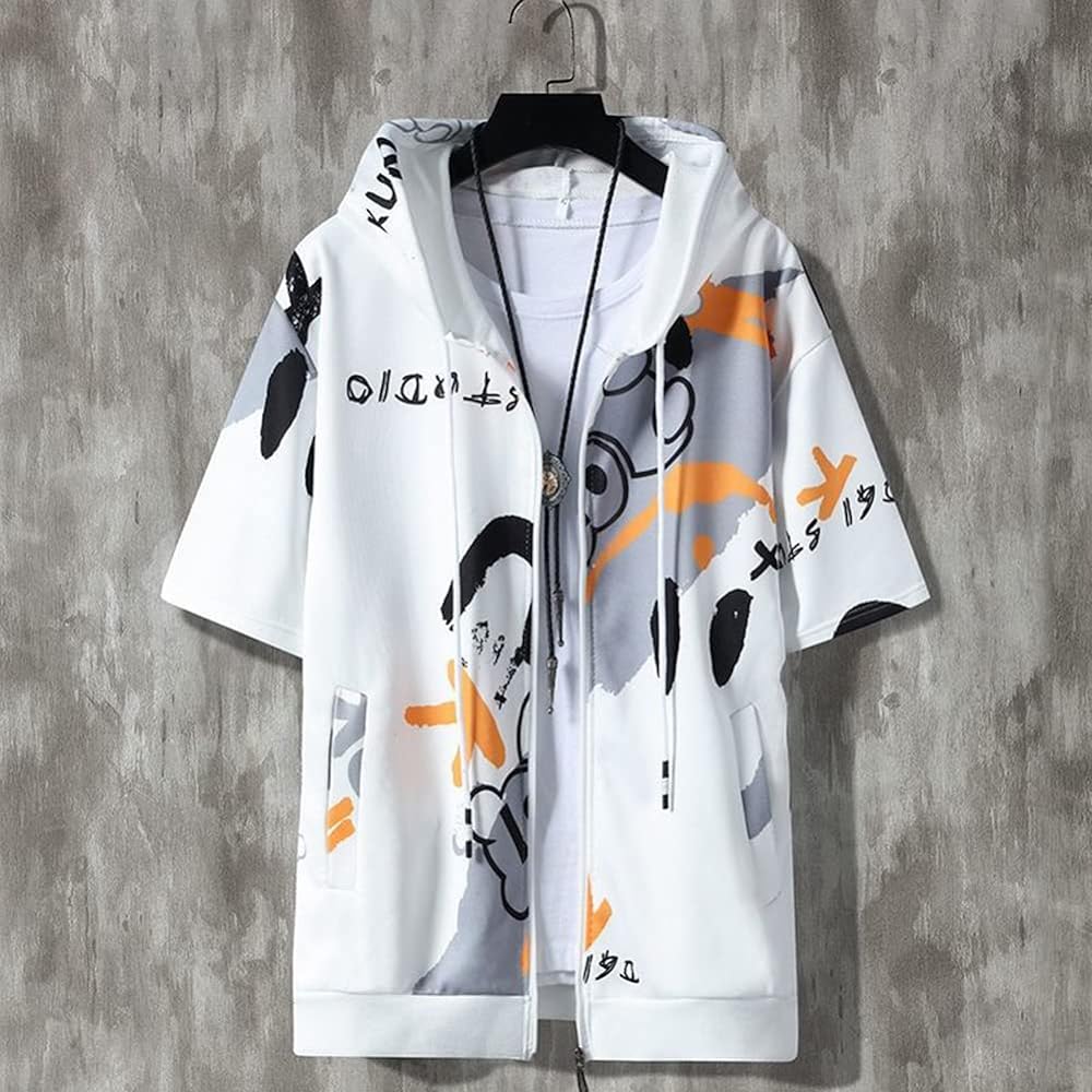 [AYISTELU] Hoodie Men's T-Shirt, Short Sleeve, Soft, Comfortable, Unisex, Large Size, Loose, Fashion, Men's Clothing, Spring, Summer