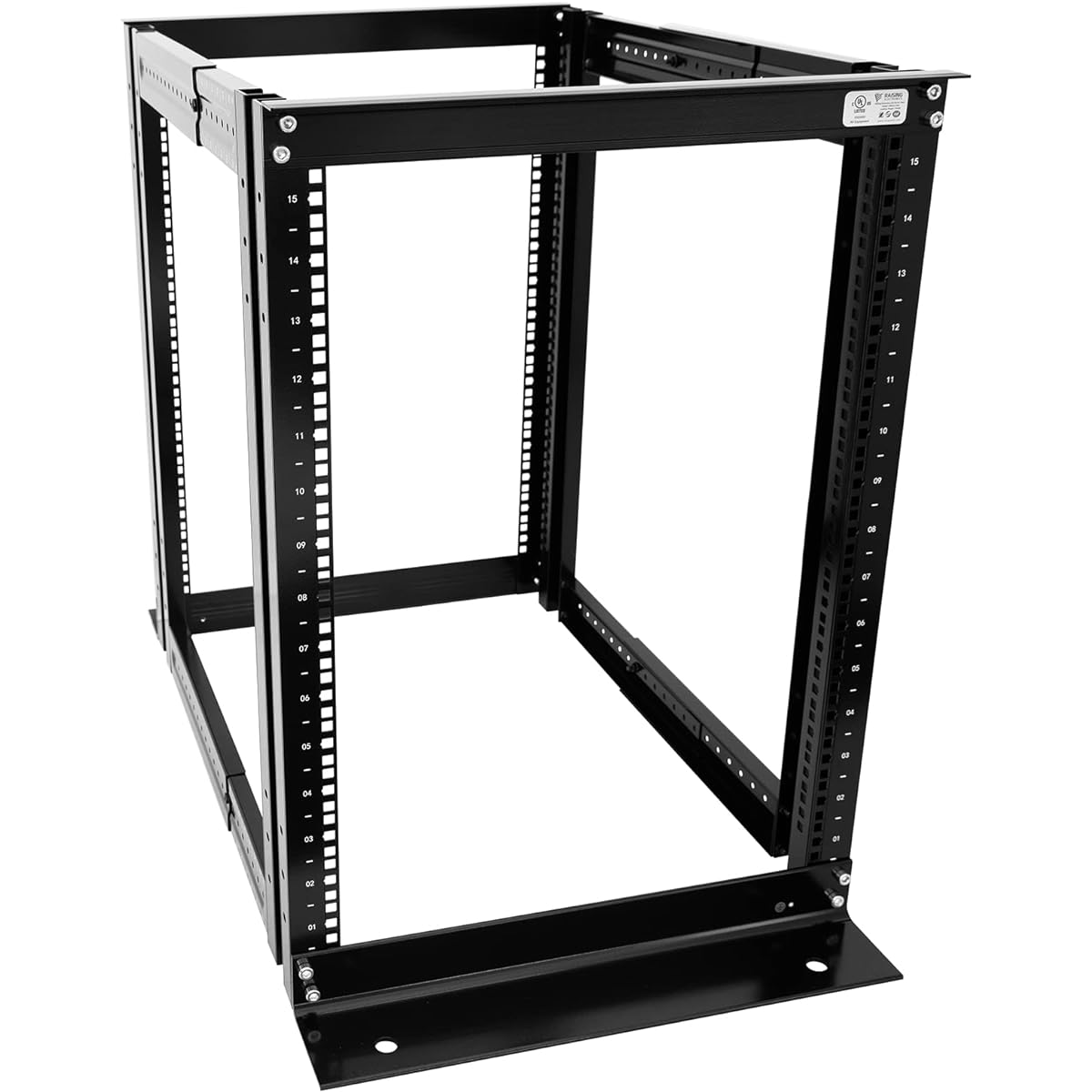 Raising ELECTRONIS 15U 4 Post Open Rack Frame Rack Enclosure 19" Depth Adjustable Aluminum