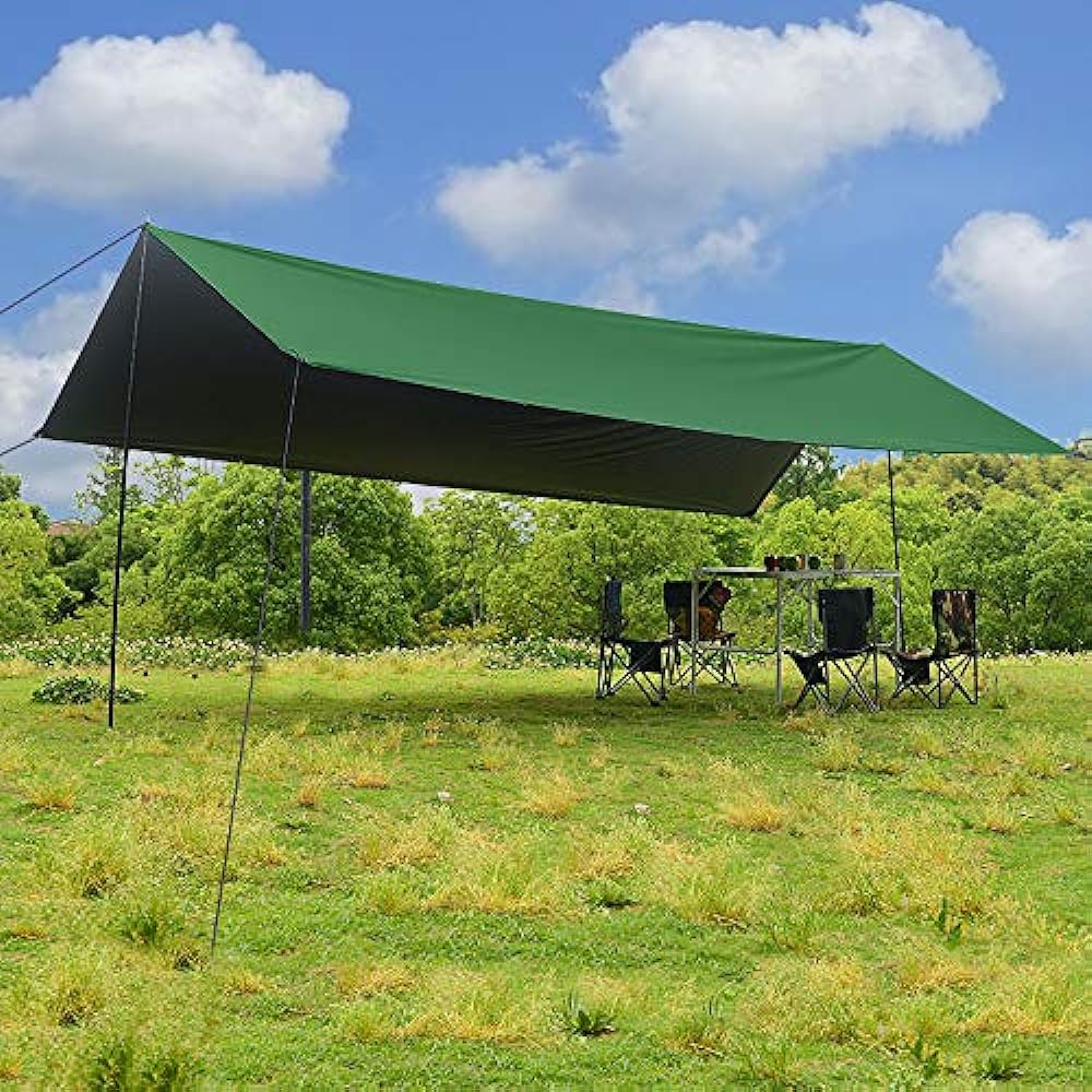 Super Large Camping Awning Tent Outdoor Waterproof Rainproof Fishing Awning Awning Cover UV Protection Beach Awning (Green, 3*3m)