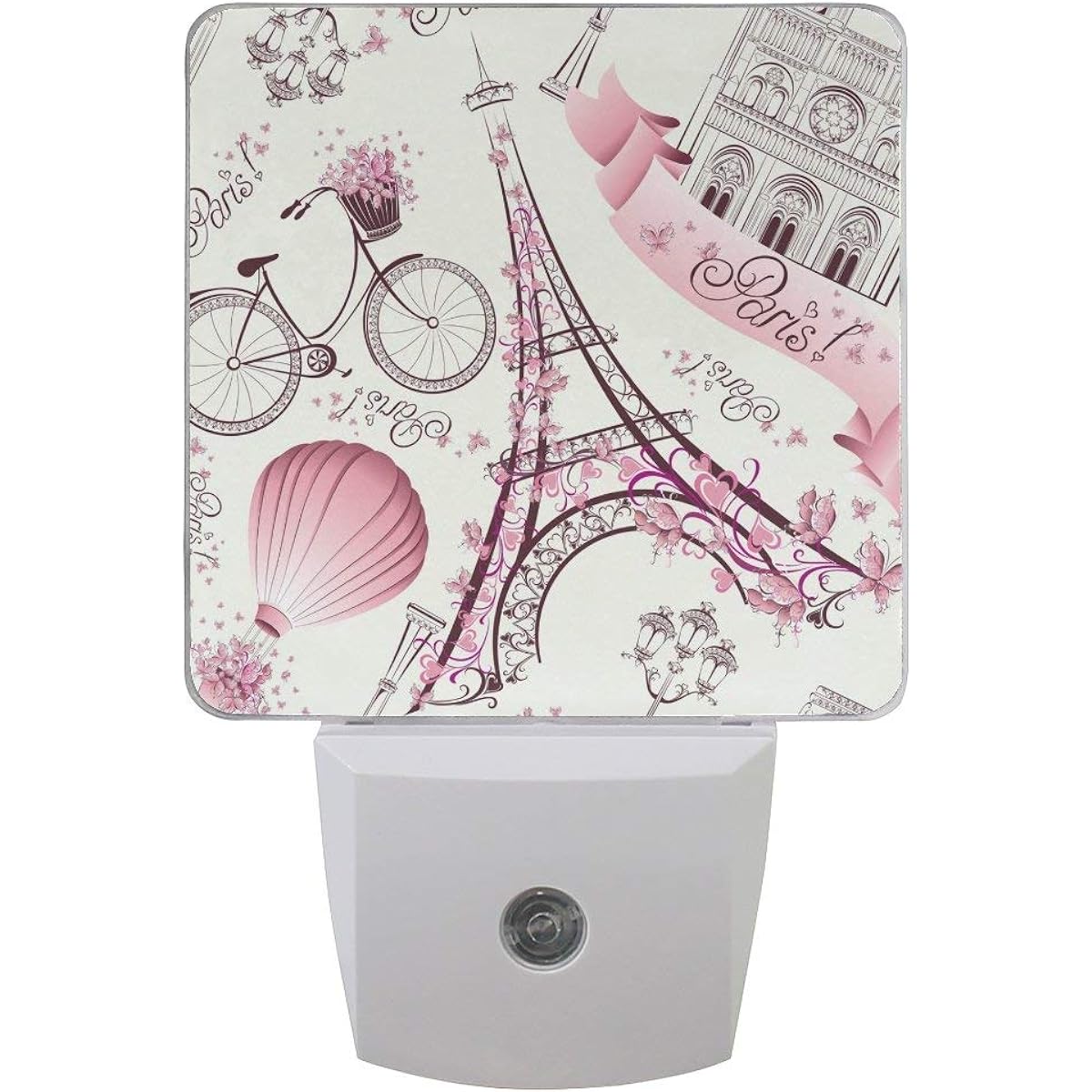 Joyprint LED Night Light Paris Eiffel Tower Flower, Automatic Senor Dusk to Dawn Night Light Plug in Kids Baby Girl Boy Adult Room