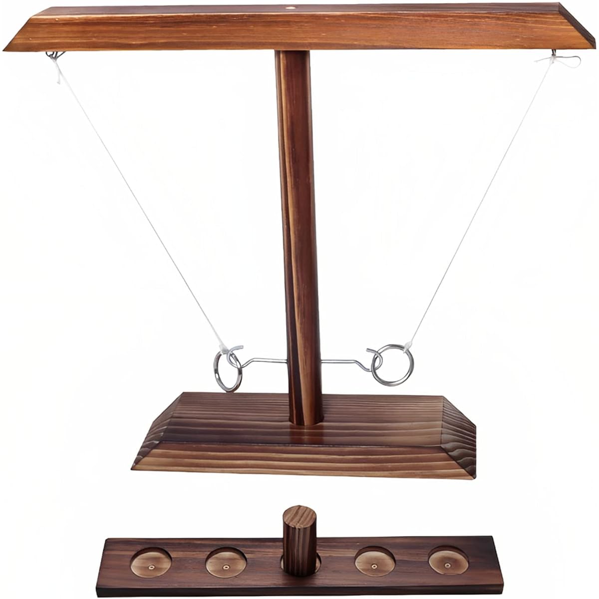 Wooden Ring Toss Game Battle Hook and Ring Game Set Easy to Assemble Fast-Paced Interactive Ring and Hook Game Ring Toss 15.7" X 13" Large Size Crash Toss Bar Shot Game for Home Bar Party