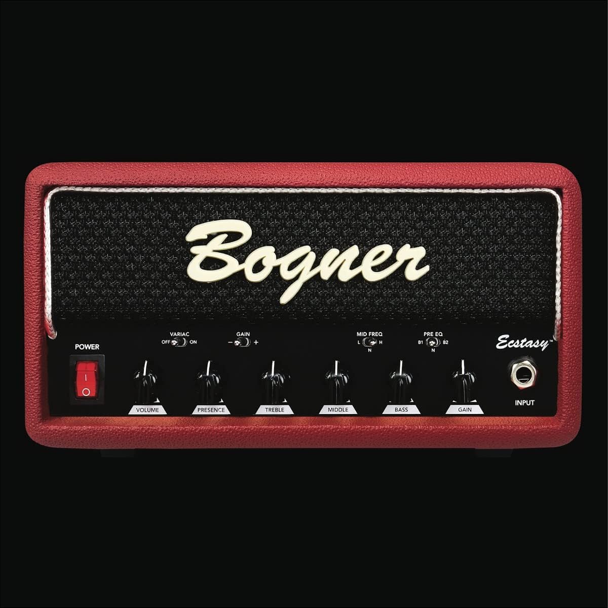 Bogner/Ecstasy Mini Head Custom Color Red Tolex/Black Grill/Silver Piping Black Knobs