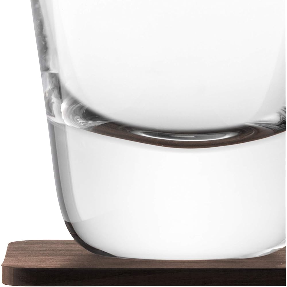 LSA Tumbler & Wood Coaster Clear 250ml WHISKY G1212-09-301 Set of 2