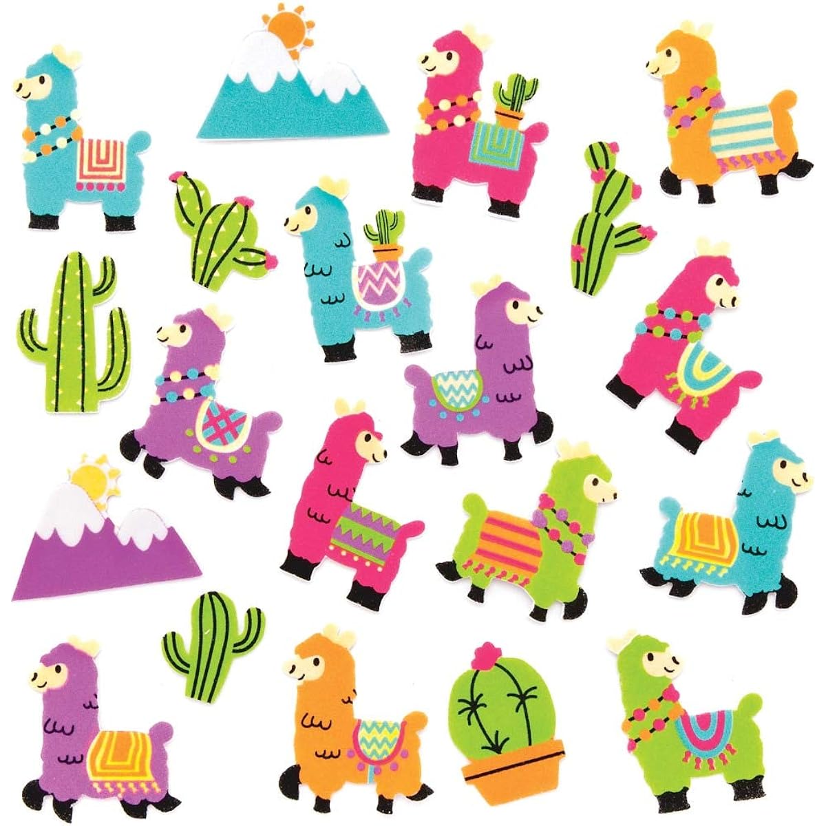 Baker Ross Lovely Llama Foam Stickers - 120 Pack - Creative Arts and Crafts Supplies for Kids, Making and Decorating
