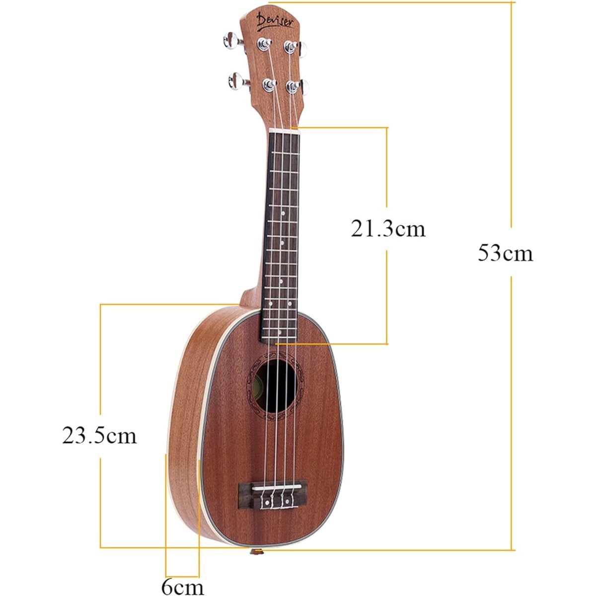 Ukulele 21" Pineapple-Shaped Soprano Ukulele Durable Sapele Ukulele Matte 4 Nylon Strings Rosewood Fingerboard Guitar