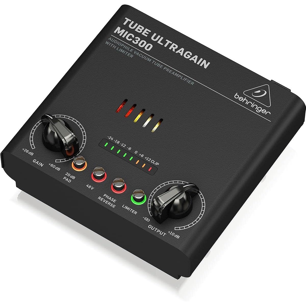 Behringer Vacuum Tube Mic Preamp Equipped with 12AX7 Vacuum Tube Limiter/48V Phantom/Phase Switch/20dB PAD Switch MIC300