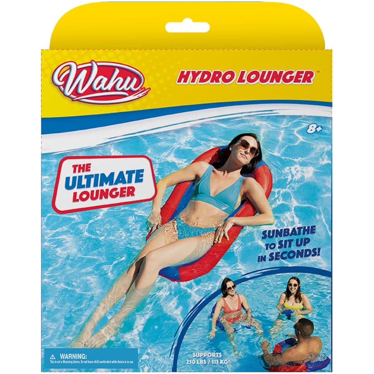 WAHU Hydro Lounger Red/Blue Multipurpose Pool Lounge Float - Sit in the sun in seconds