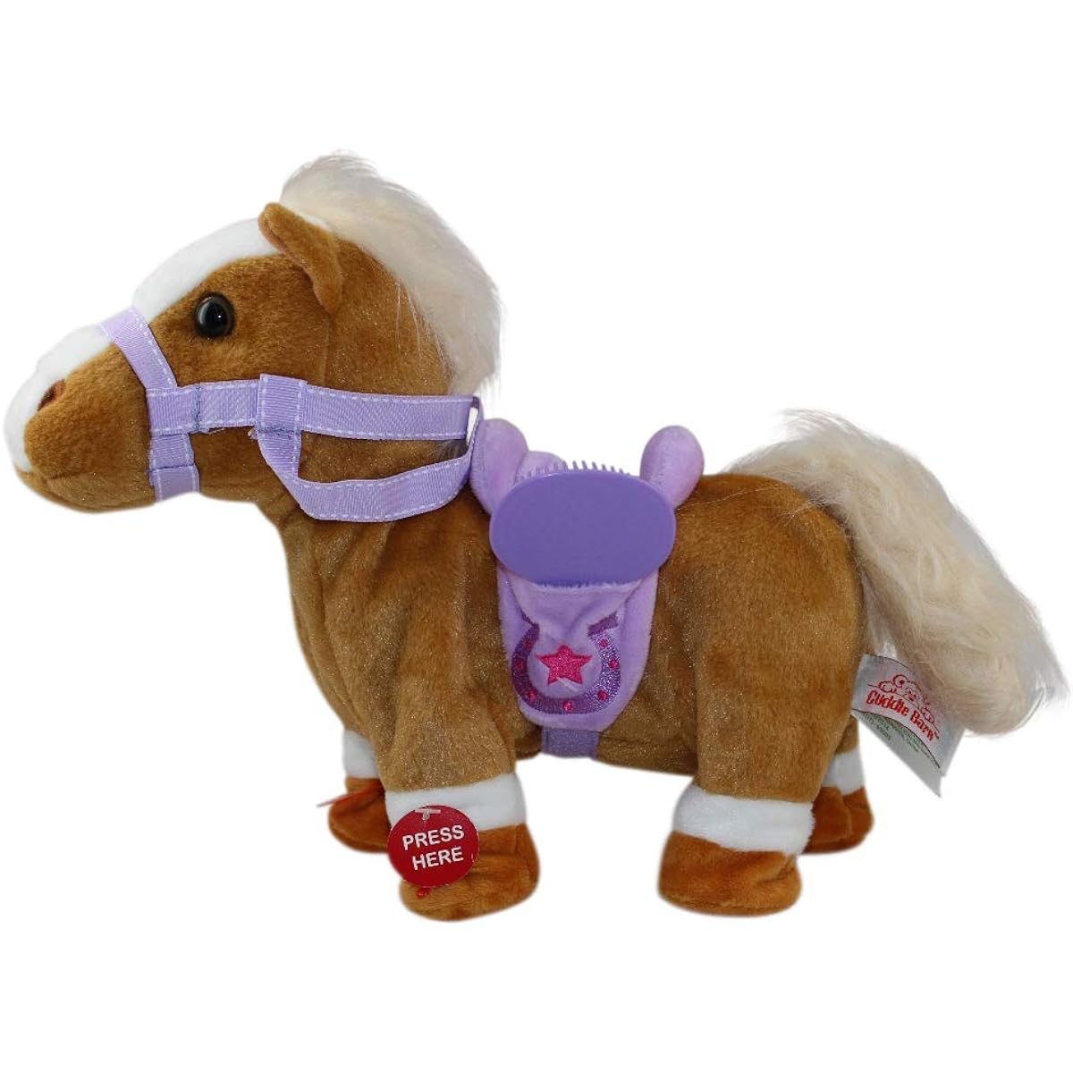 Cuddle Barn | Saddle Up Sally 11" Walking Horse Toy for Girls | Stuffed Animal Pony Walking | Giddy Up!