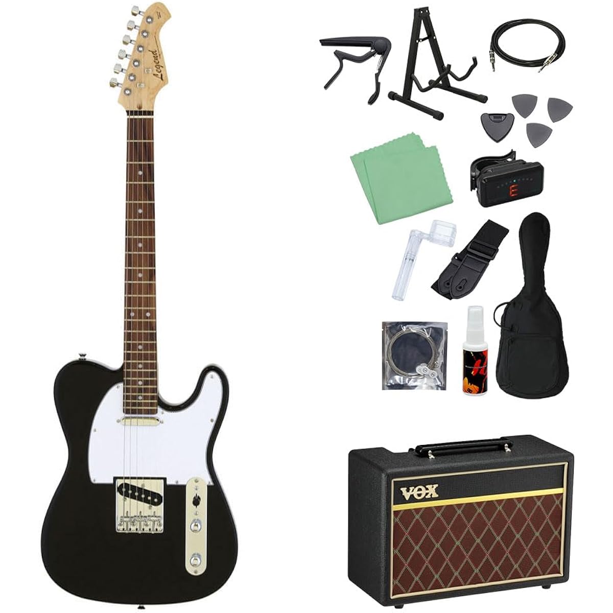 LEGEND LTE-Z Electric Guitar Beginner 14-piece Set [With VOX Amplifier] BK Telecaster Type Legend