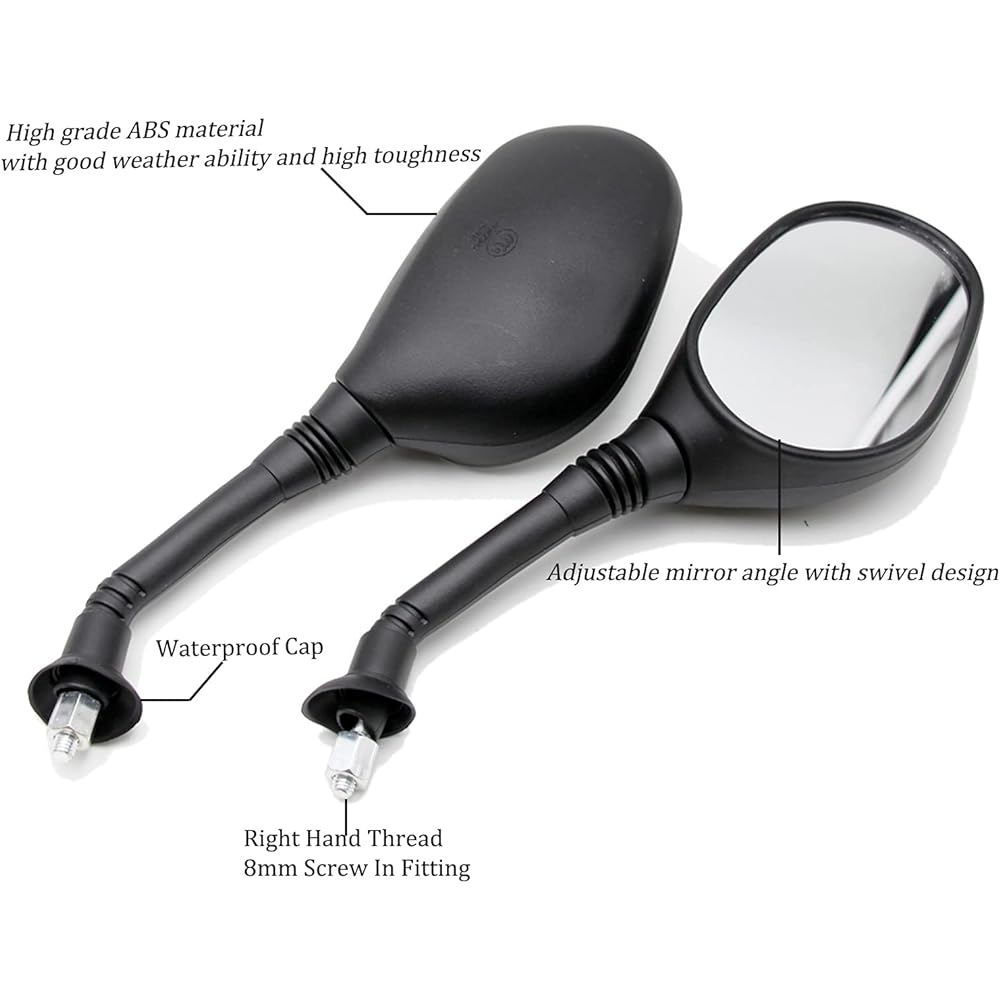 PRO BAT 8mm Rear View Mirror PRO BAT, Motorcycle Scooter ATV Dirt Bike Rear View Mirror GY6 50cc 125cc 150cc 250cc Scooter Moped Motorcycle (1 Pair)