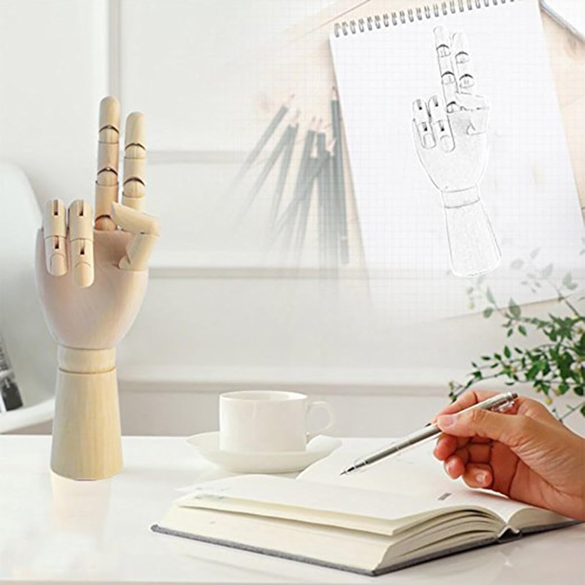 Greatstar 12" Art Mannequin Hand Wooden Flexible Left/Right Hand for Home Office Desk Articulated Kids Toys Drawing Sketch Painting etc (Left+Right Hand)