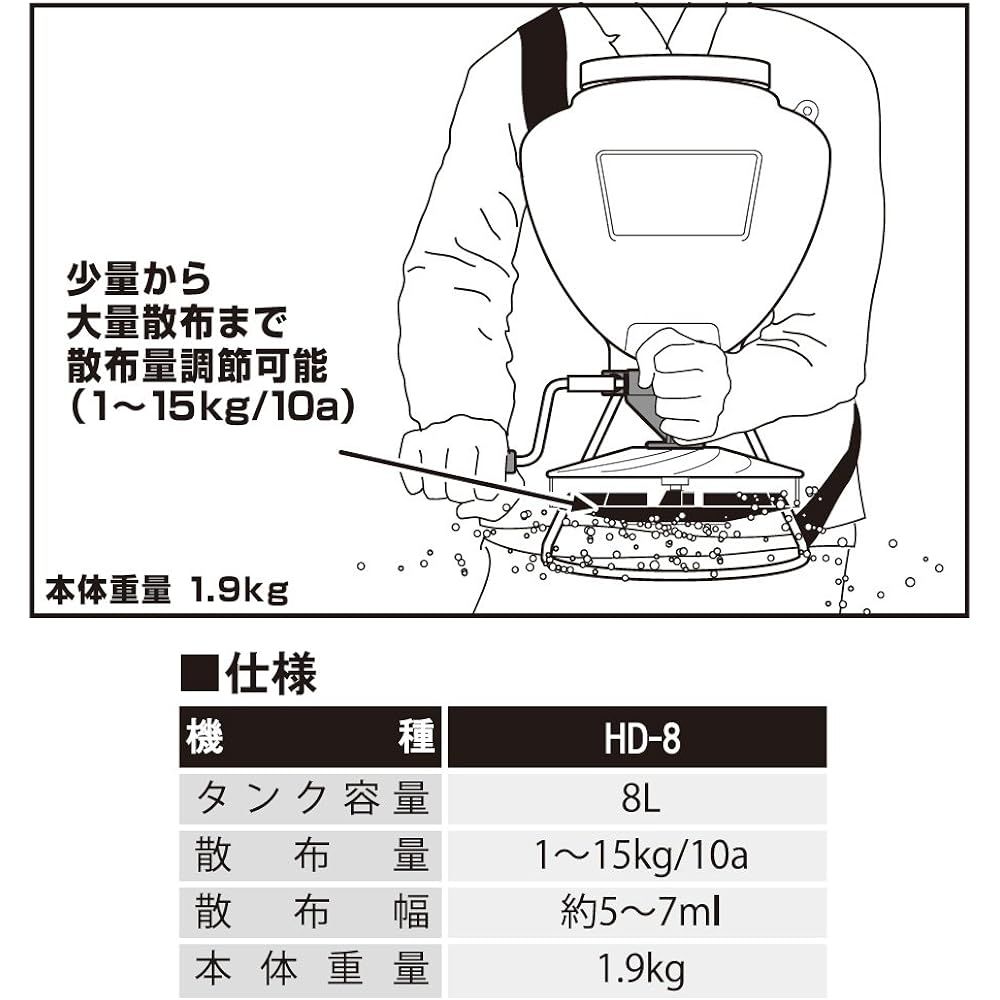 KOSHIN Manual Spreader Tank 8L HD-8 Pesticides Seeds Fertilizer Uniform Spreading