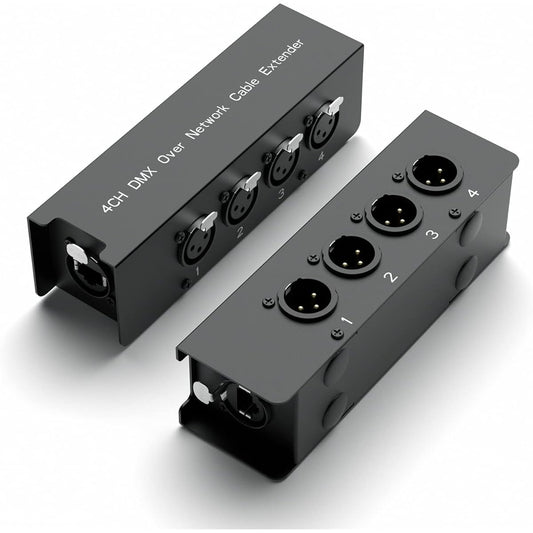 4 Channel XLR Male to Female Adapter Single Ethernet Cable Compact Cat5 Network Snake Receiver Live Stage Home Studio Recording XLR AES DMX Channel RJ45 Cat5/Cat6 Ethernet Cable
