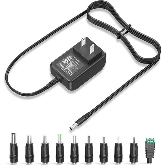 6V 2A 1.5A 1A 0.5A AC/DC Adapter UL Listed 12W Universal Switching Power Supply 10 Multi-Jack Adapter Replacement Regulated Charger 6 Volt 2000mA 1000mA Power Cord Transformer