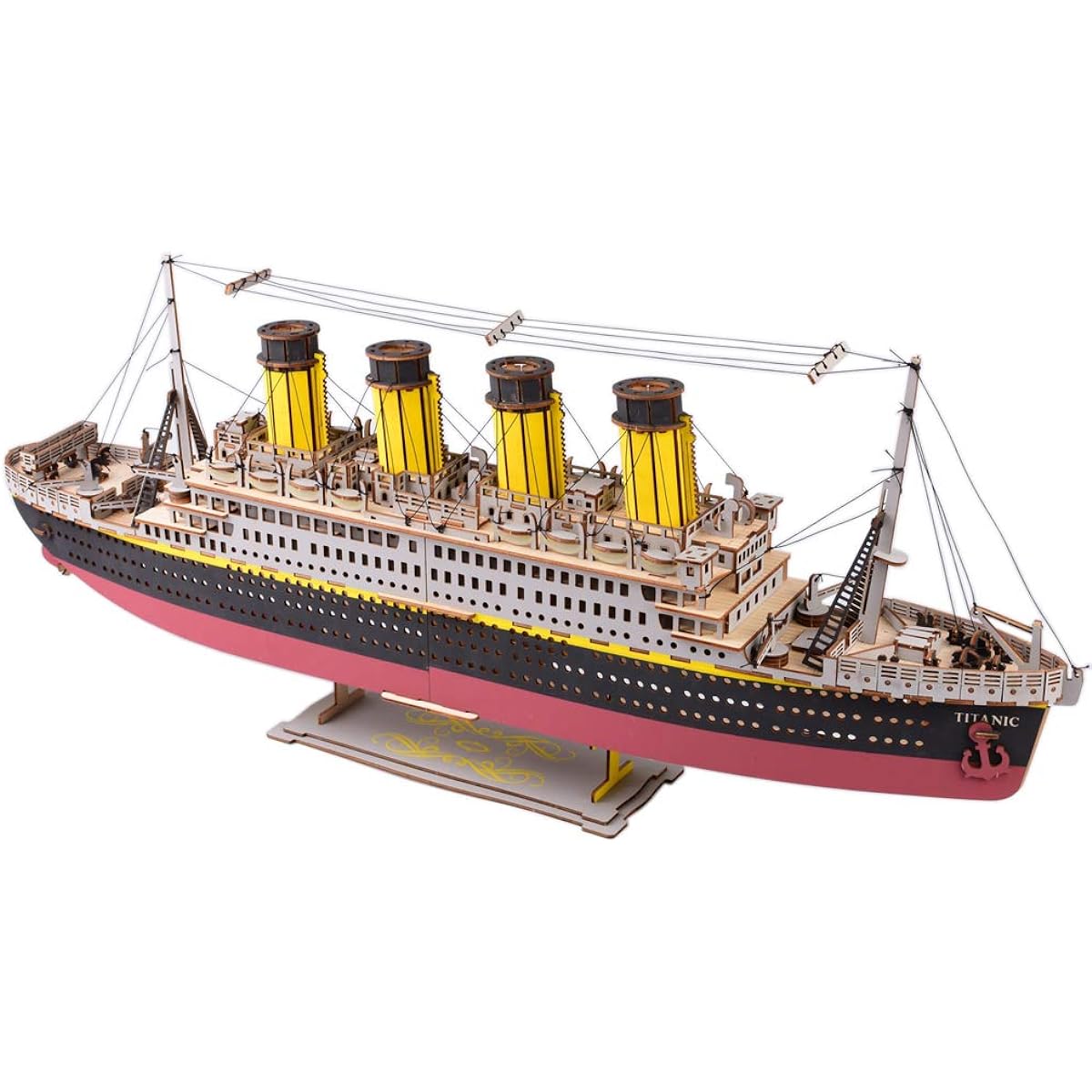 Bitopbi Large Size Titanic Model 3D Wooden Puzzle Cruise Ship English Edition Collectible Building Kit Collection Gift for Teens and Adults