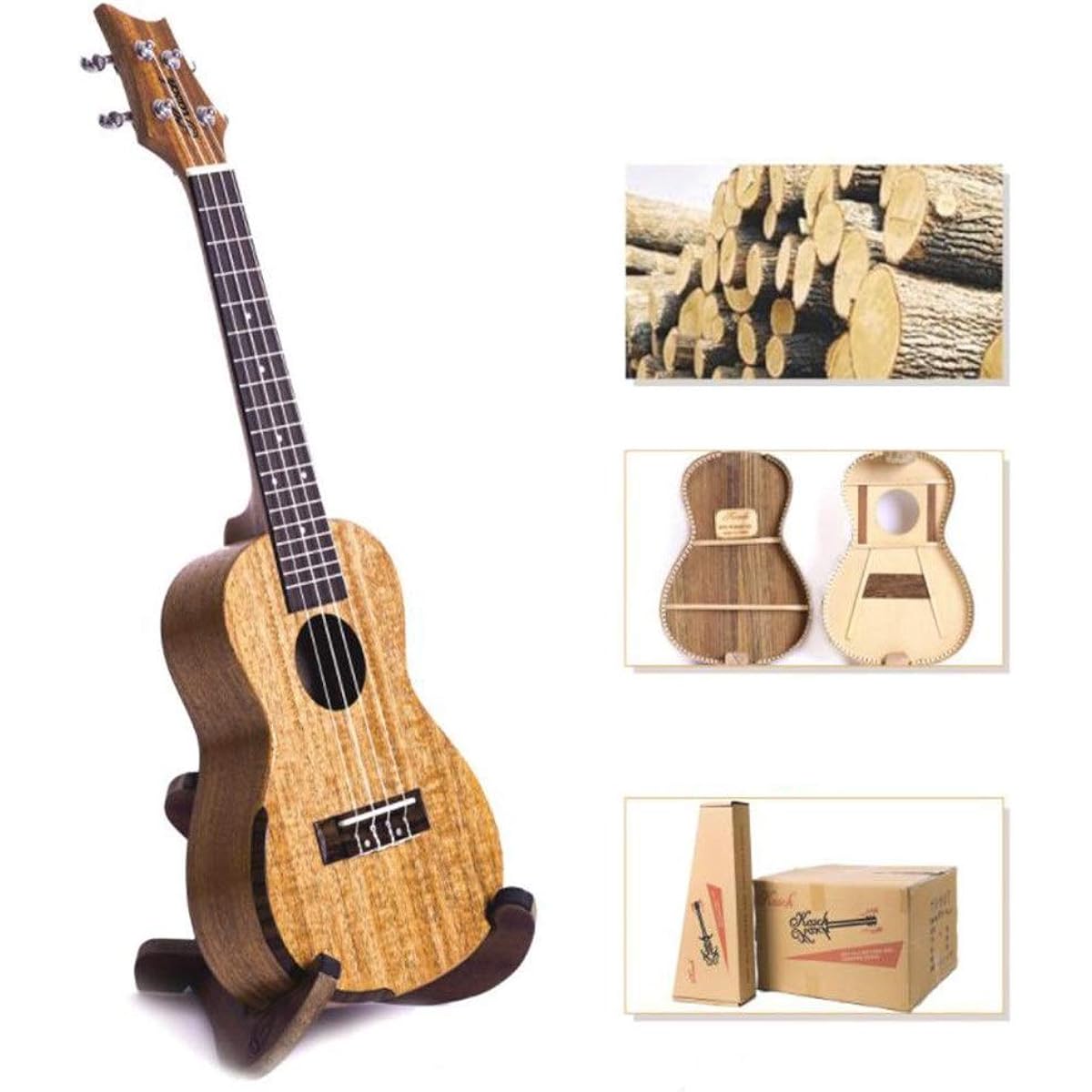 Ukulele Mahogany Wood 24 Inch Concert Ukulele Hawaii Kids Guitar Uke with Gig Bag for Kids Students Beginners with Ukulele Bag (Color: Wood, Size: 24 inches)