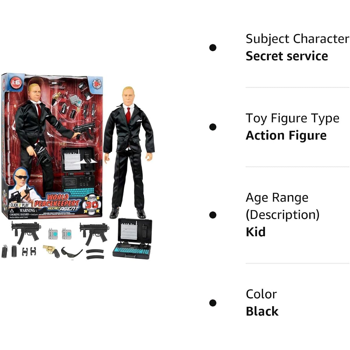 Click N' Play Secret Service Suit 12" Action Figure Playset with Accessories