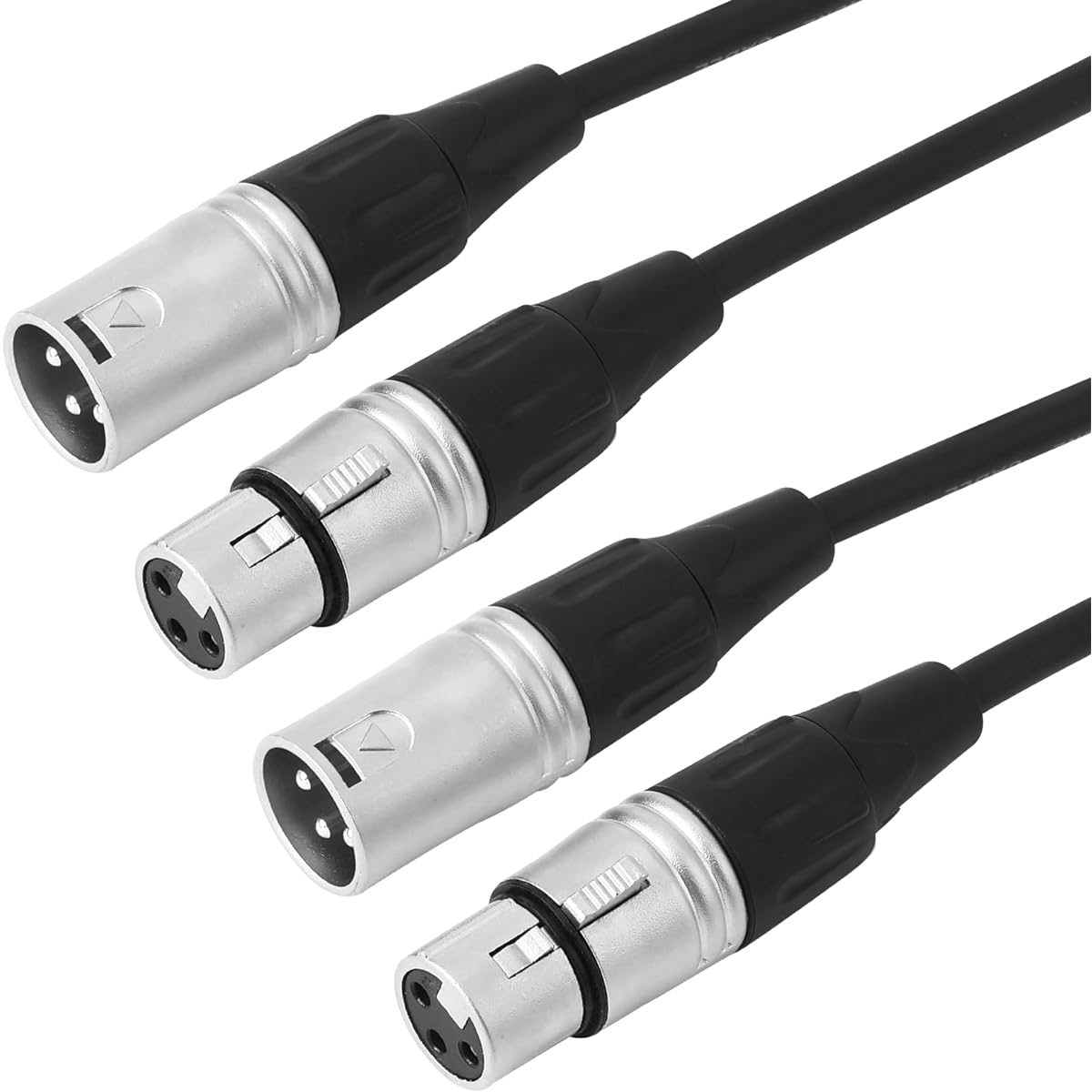 pegcabac XLR Cable 25ft 2 Pack Premium Microphone Cable XLR Male to Female Balanced Mic Cord 3 Pin Compatible with Mic/Mixer/Speaker System Black (25ft)