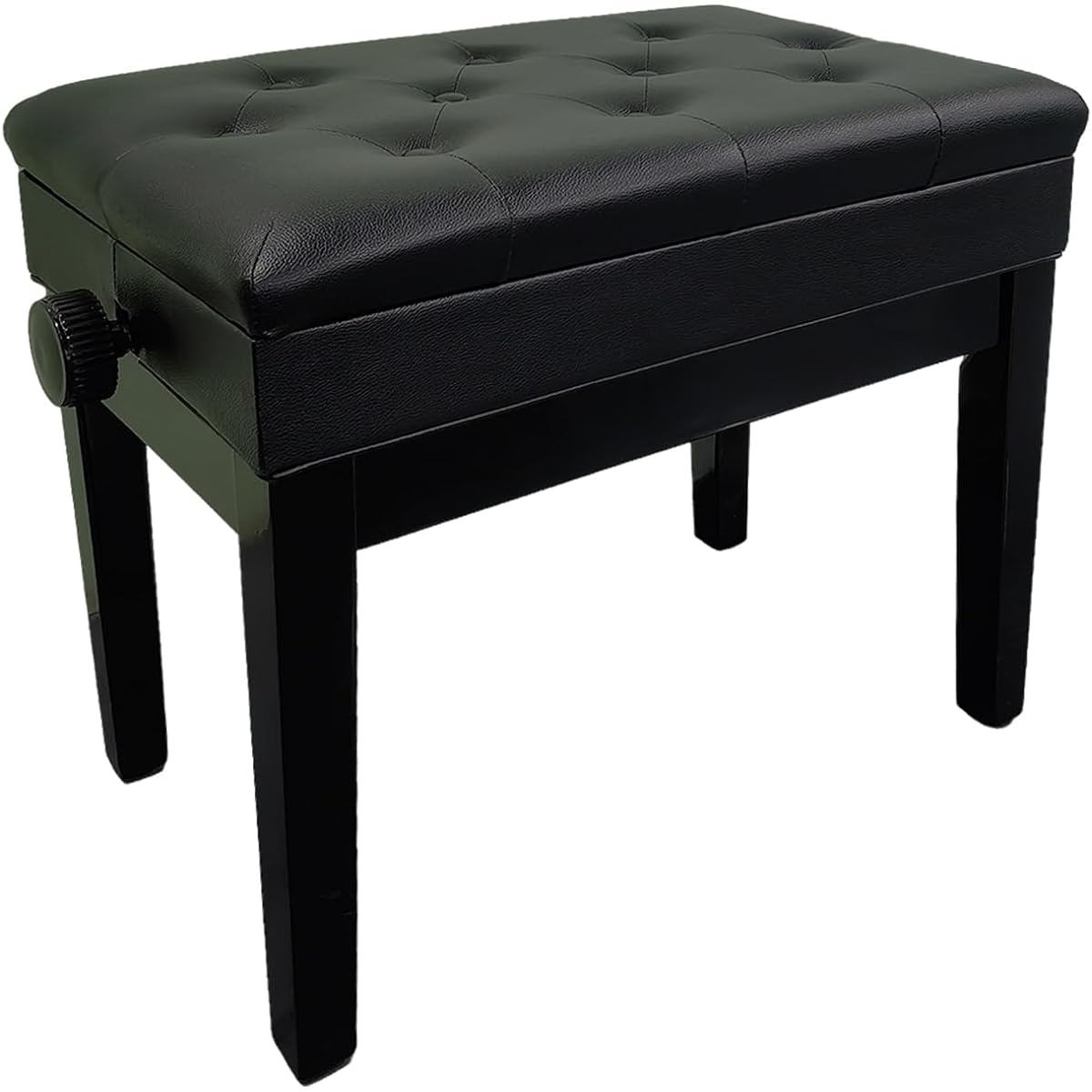 MICHYUGM Adjustable Piano Bench with Padded Cushion and Storage Compartment - Comfortable Seat, Adjustable Height, Hidden Storage, Durable Construction, Black, Weight Capacity: 300 lbs