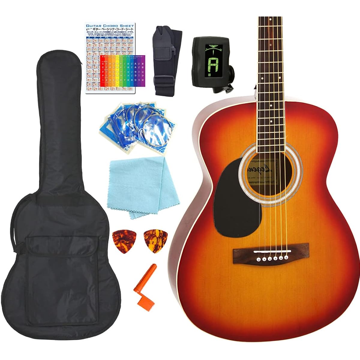 Acoustic guitar, left-handed, beginner, 10-piece set, Legend FG-15LH, acoustic guitar, beginner, CS [98765]