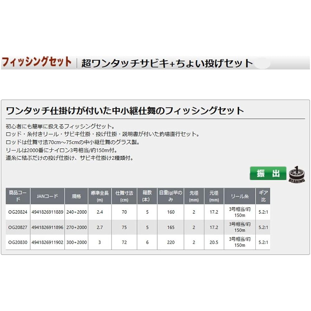 Osaka Fishing Gear (OGK) Super One Touch Sabiki + Small Throw Set