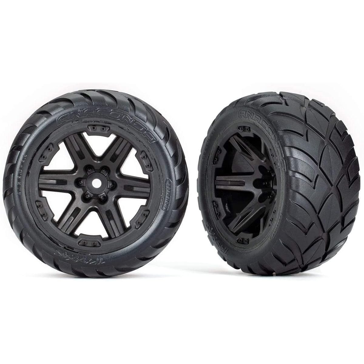 Traxxas 6775 Tires & Wheels 2.8" RTX Black Wheels Anaconda Tires Pre-assembled TSM Rated 4WD Front/Rear 2WD Rear TRA6775