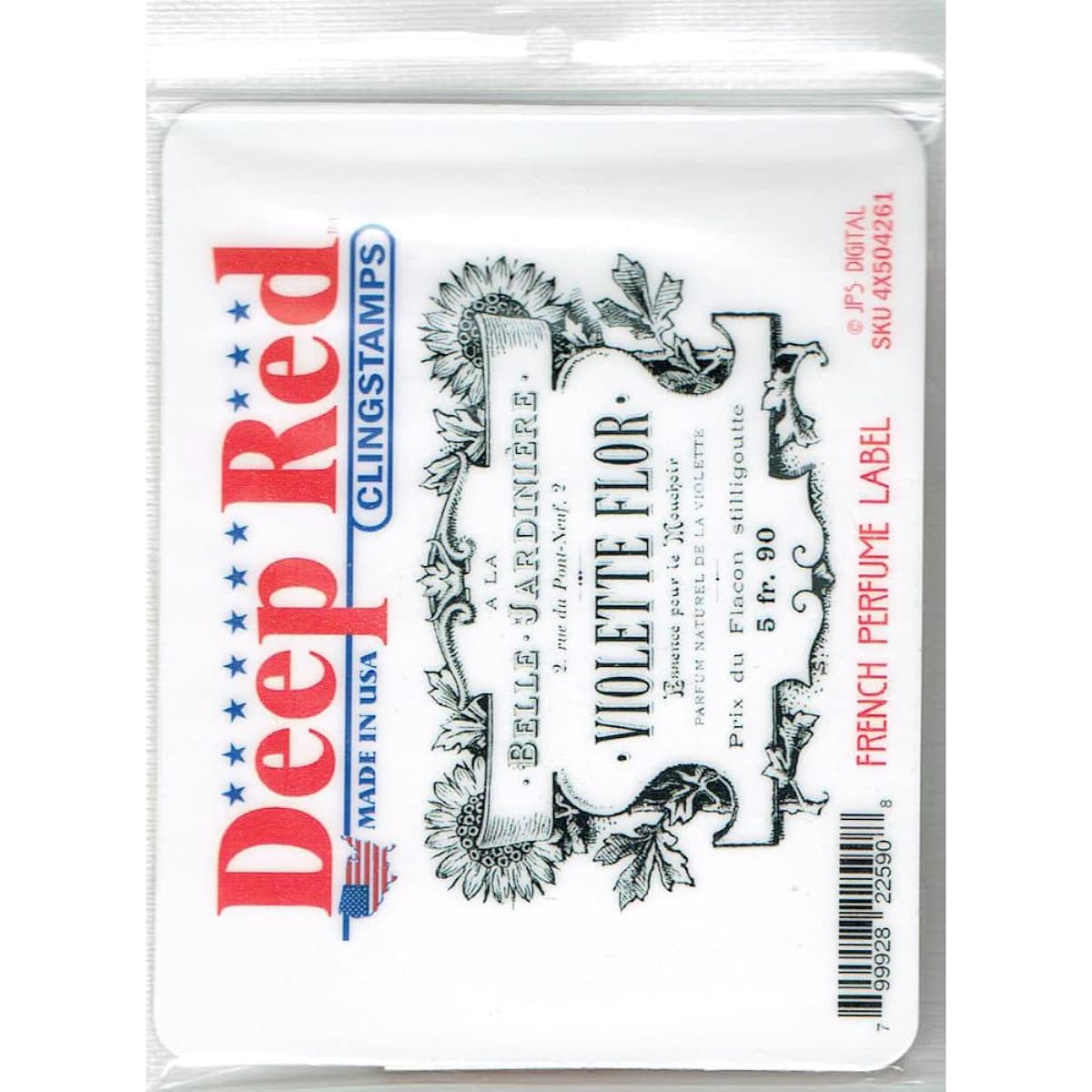 Deep Red Cling Stamp 3.5"X2.25"-French Perfume Label (parallel input product)