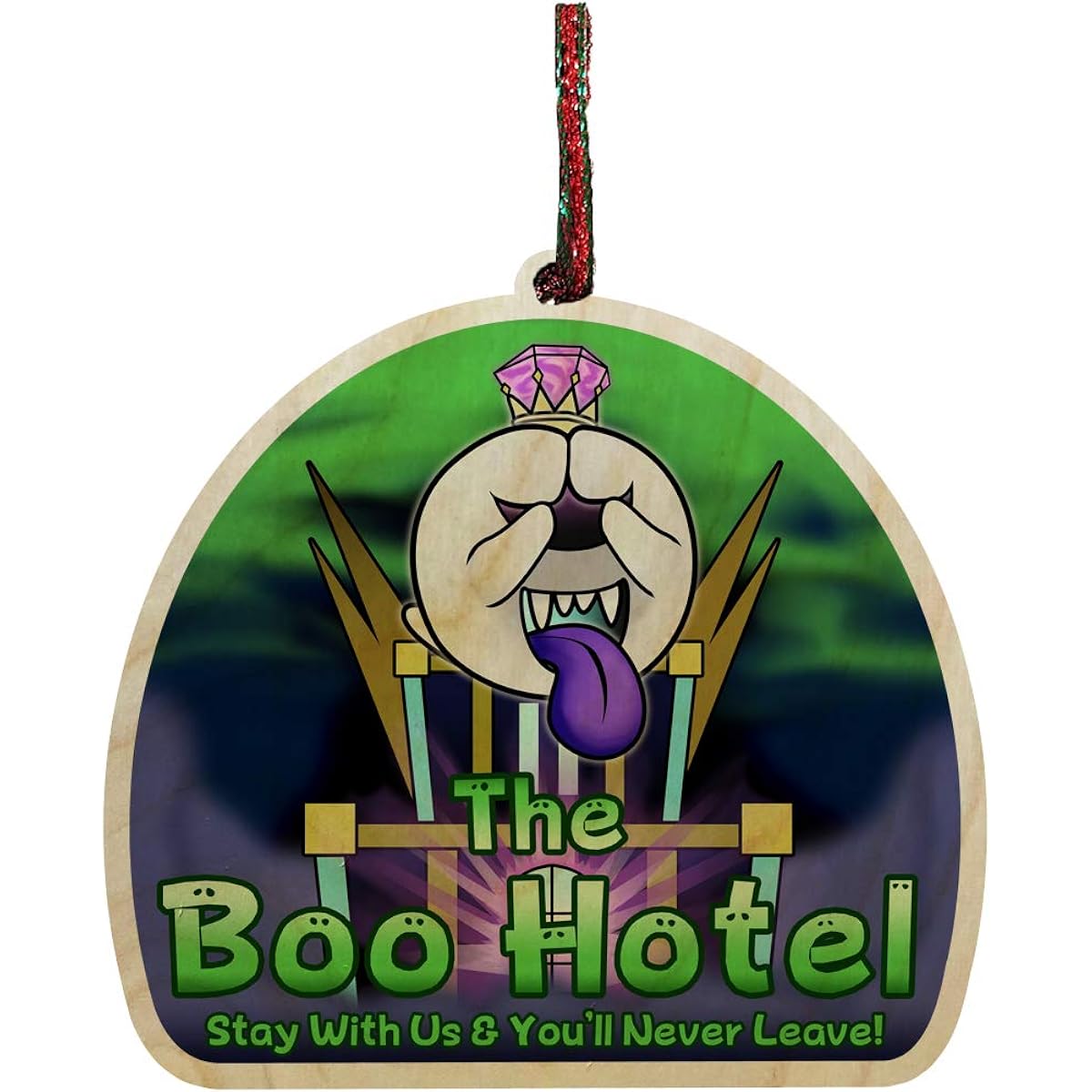 The Boo Hotel Creepy Cute Ghost Game Parody Engraved Wooden Christmas Ornament Gift Seasonal Decor