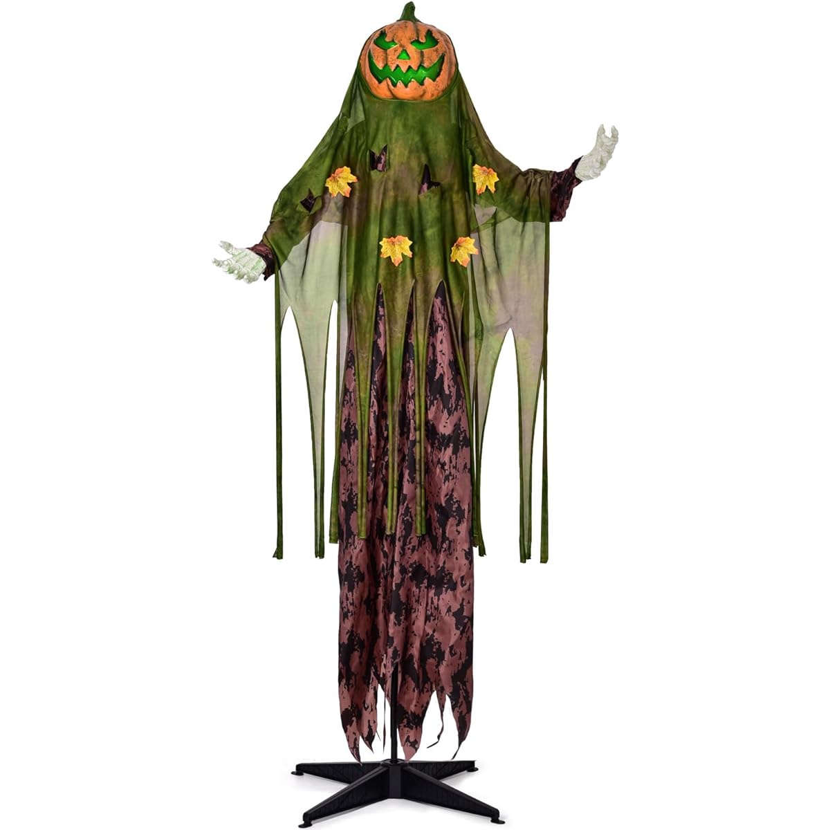 Presence 67" Halloween Interactive Standing Pumpkin Man with Lights and Sounds Scary Pumpkin Decoration for Outdoor Lawn Backyard Garden Graveyard Animatronic Halloween Props Decor
