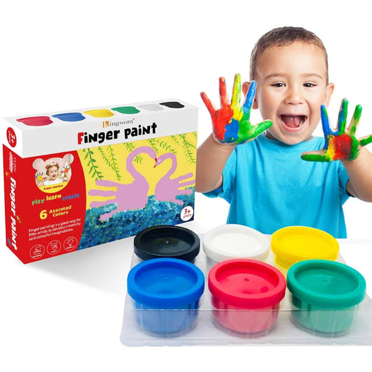 Finger Paint for Toddlers, Non-Toxic, Washable, 6 Bright Colors, Paint for Kids, DIY Craft Paint, School Paint, Gift for Kids (6 x 35ml)