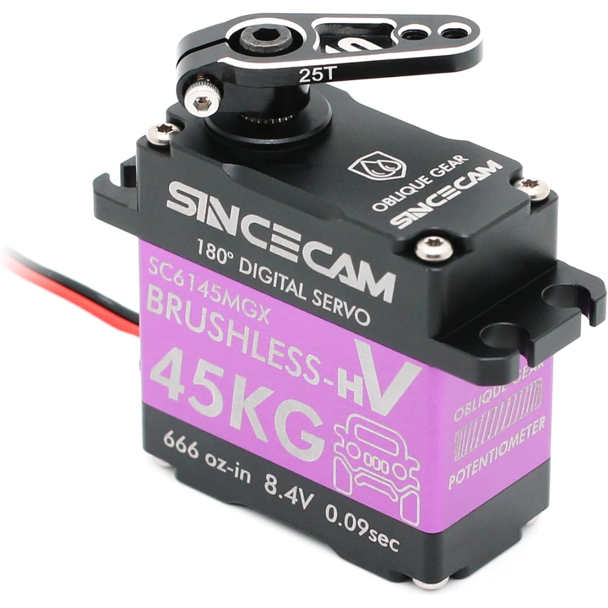 Sincecam 45kg Coreless Steering Servo High Torque Digitally Programmable 180° High Speed Waterproof Servo Aluminum Case Reinforced Steel Diagonal Gear Perfect for 1/8 1/10 1/12 RC Car Robot