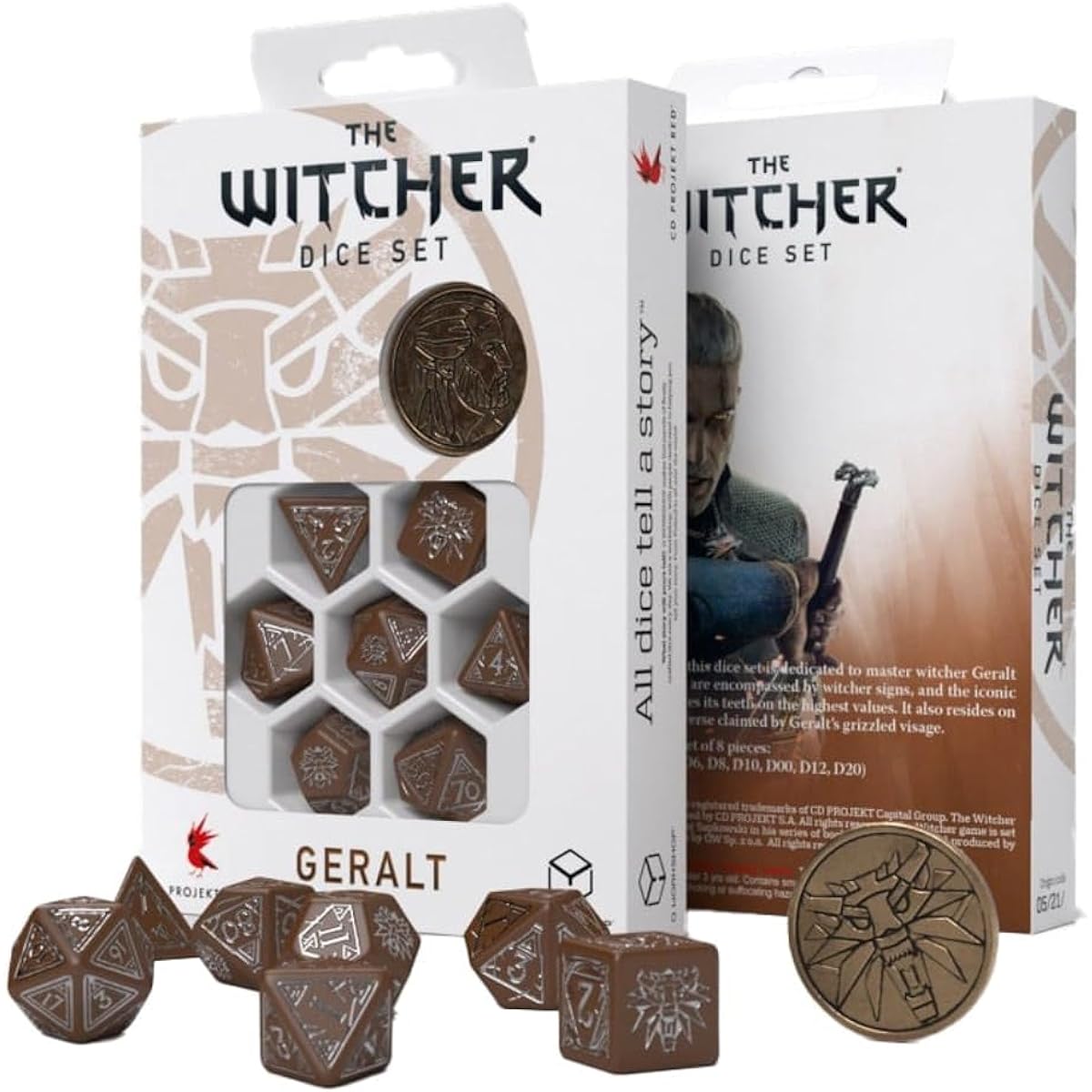 The Witcher Dice Set With Coin - Geralt - The Roach's Companion