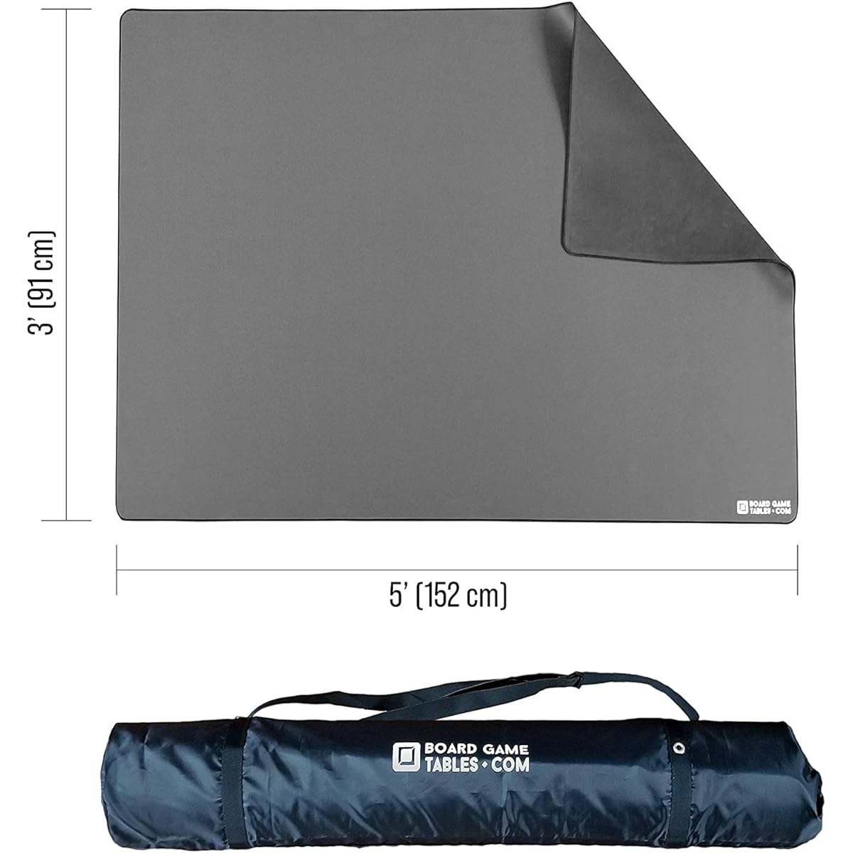 Board Game Playmat [3'x5'/Thick Super Cushioned/Stitched Edge/Water Resistant] with Carrying Case - for Tabletop Board Games, Card Games, RPG Games (Medium, Gray)