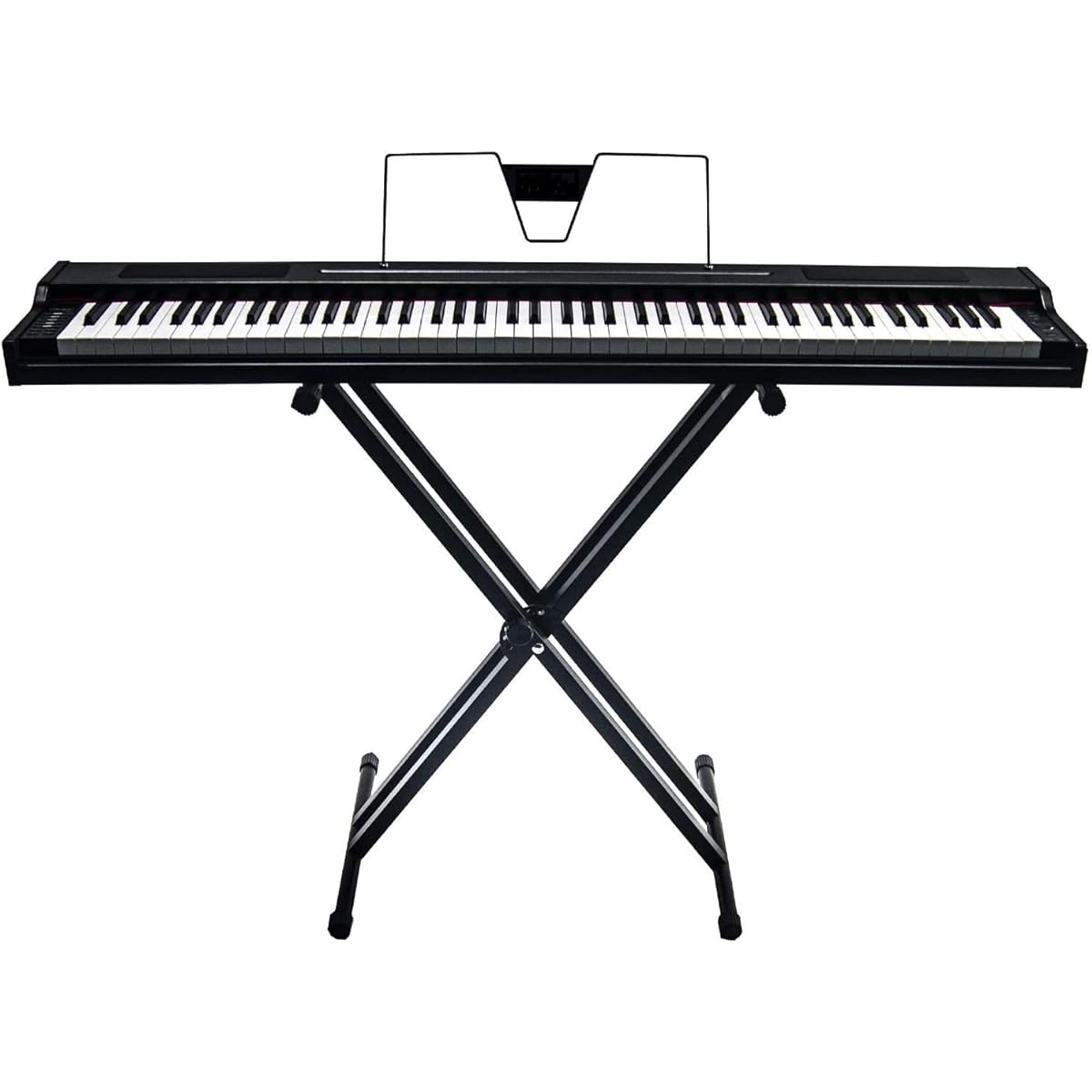 Techtest Adjustable Piano Stand X Type Adjustable Keyboard Stand with Dual Brace Support Legs Lock Strap