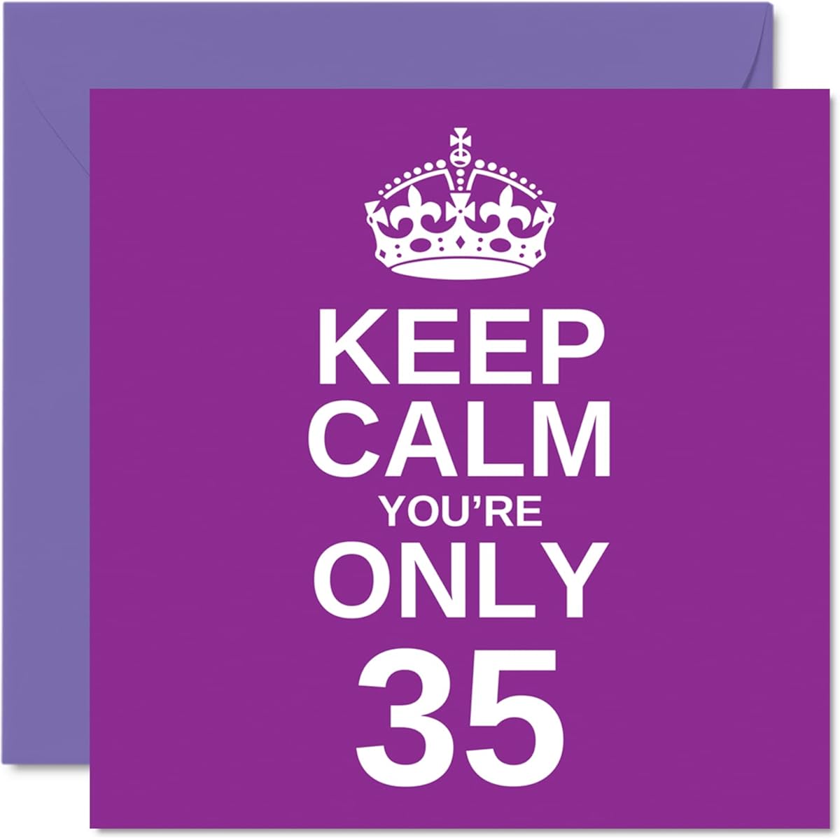 Funny 35th Birthday Cards for Men Women Keep Calm Funny Happy Birthday Cards for Son Mother Brother Daughter Dad Sister Uncle Cousin 5.7 x 5.7 Inch Joke Humor Greeting Card