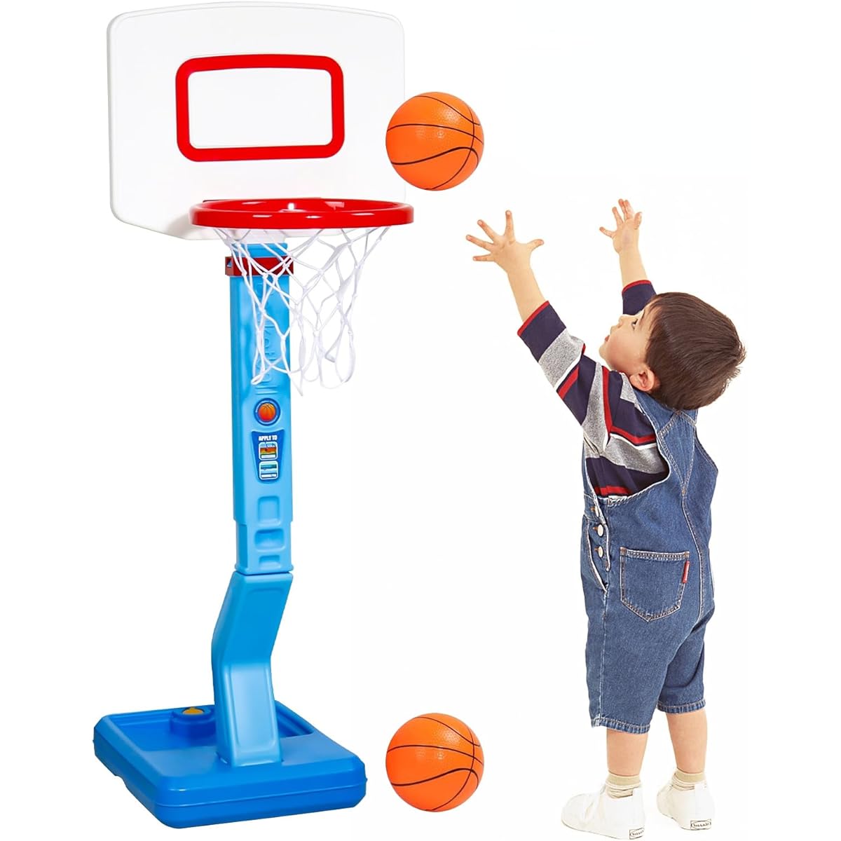 Basketball Hoop for Kids Portable Adjustable 70-138cm Indoor Basketball Set Outdoor Toy Backyard Game with Ball Pump