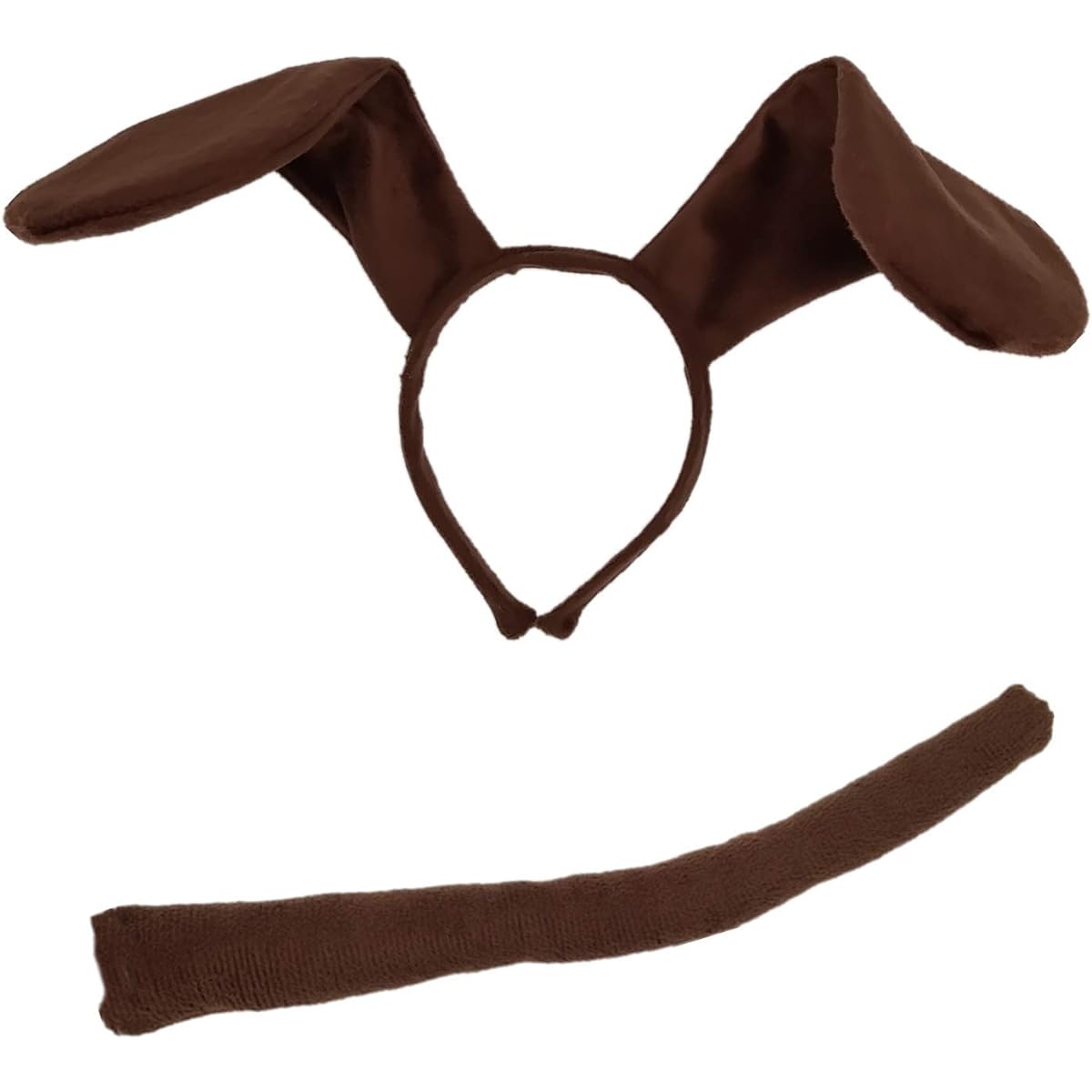 Feacole Animal Dog Long Ear Headband and Tail - Puppy Pooch Costume Accessories - Ears and Tail Set - Headband Ears