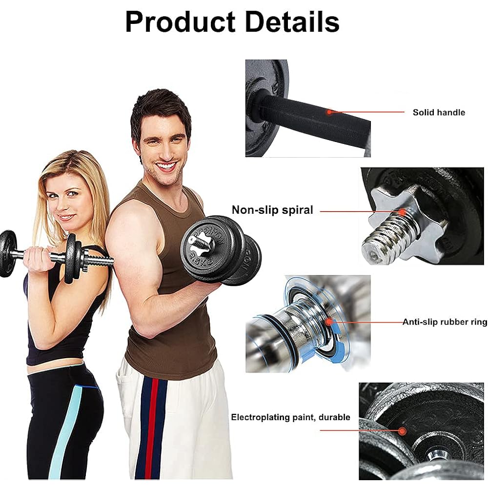 HAN FORM Dumbbell 30kg Iron Array Barbell Set Adjustable Extension Shaft with Storage Case