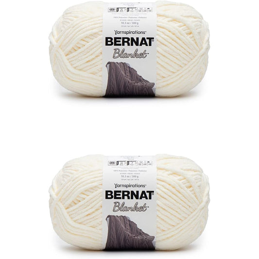 Bernat Blanket Vintage White Yarn - 2 Pack of 300g/10.5oz - Polyester - 6 Super Bulky - 220 Yards - Knitting/Crochet