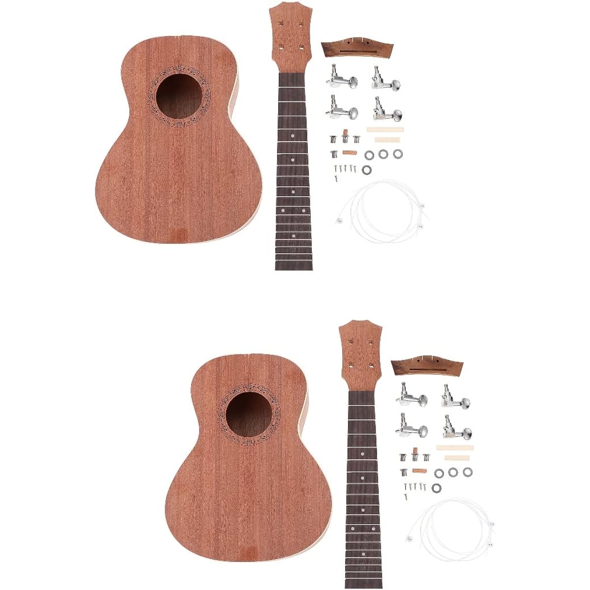Vaguelly 2 Sets UKE DIY Kit Make Your Own Ukulele Set Paintable Ukulele Playstencil Handmade Musical Instrument Material Accessories